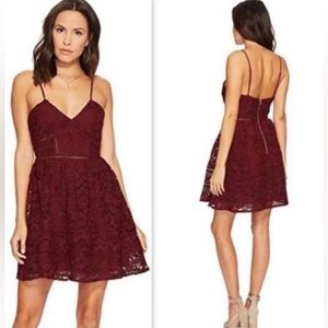 NWT BB Dakota Burgundy Lace Fit & Flare Mini Dress Size 8